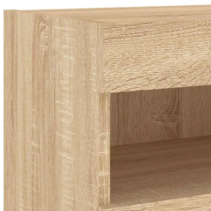Sieninė TV sekcija su LED, 4 dalių, ąžuolo, apdirbta mediena