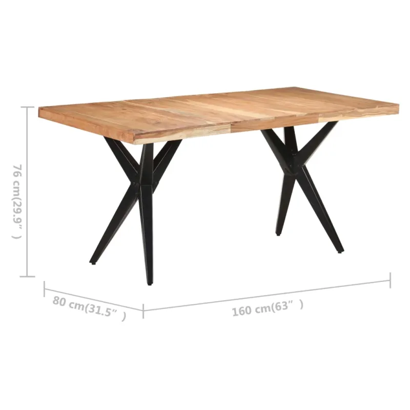 Valgomojo stalas, 160x80x76cm, akacijos medienos masyvas