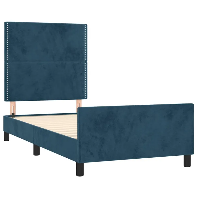 Lovos rėmas be čiužinio tamsiai mėlynas 90x190 cm aksomas