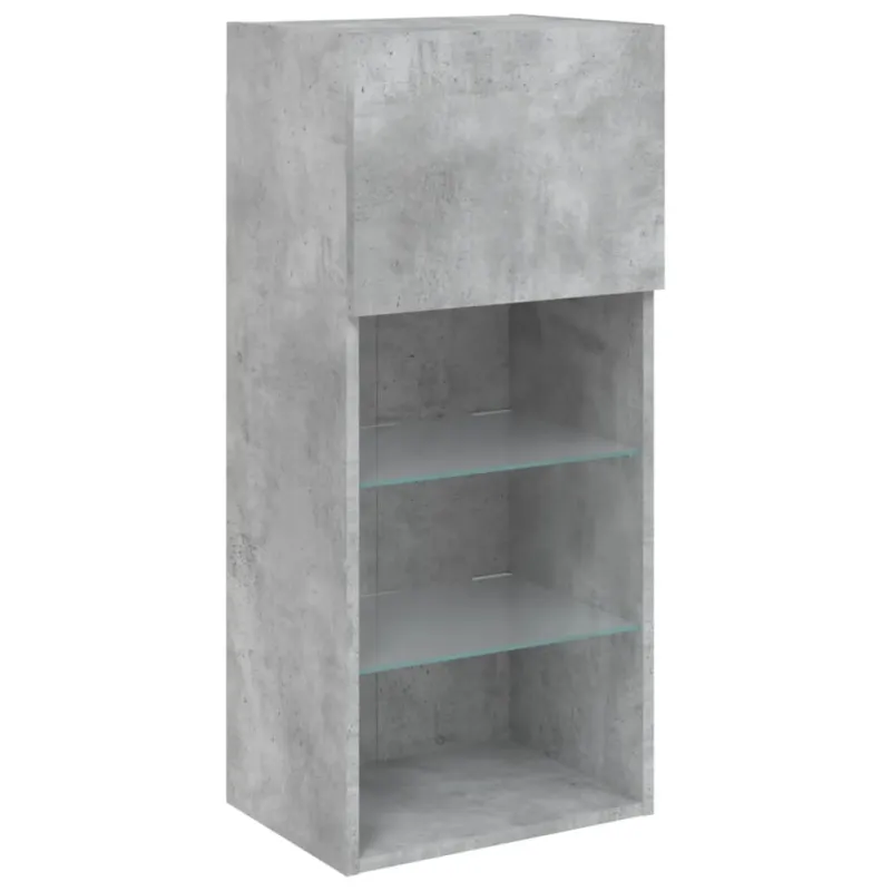 TV spintelės su LED lemputėmis, 2vnt., betono, 40,5x30x90cm