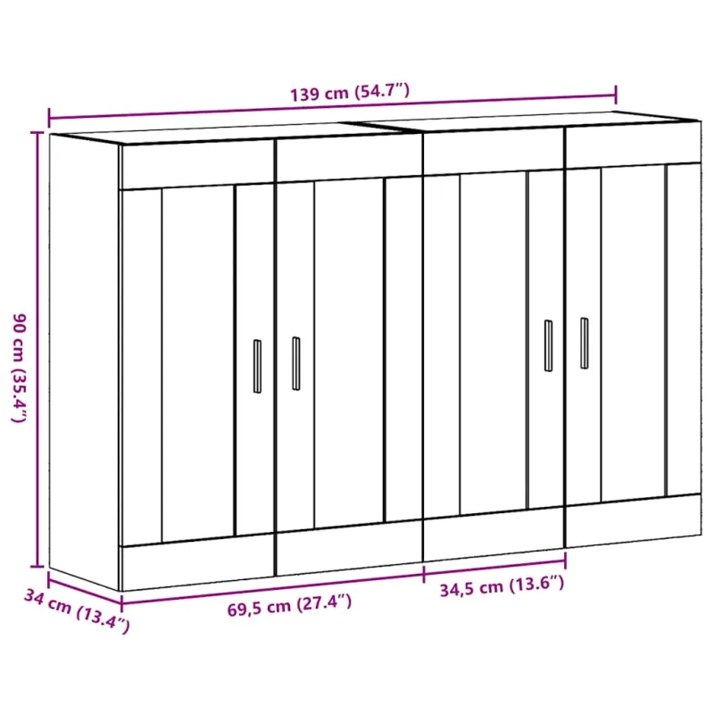 Sieniniai spintelės 2 pcs Sena mediena 69,5 x 34 x 90 cm