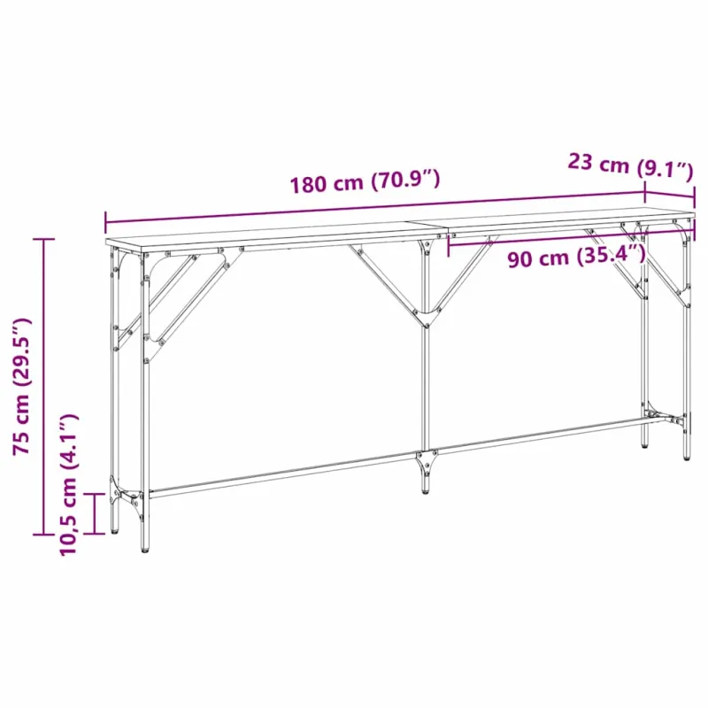 Konsolinis stalas Senovinis medis 180 x 23 x 75 cm