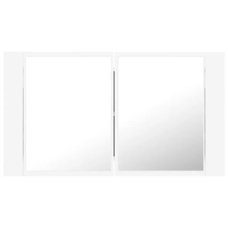 Veidrodinė vonios spintelė su LED, balta, 80x12x45cm, akrilas