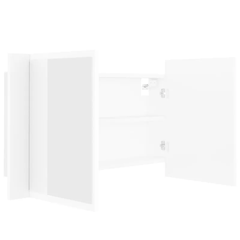 Veidrodinė vonios spintelė su LED, balta, 80x12x45cm, akrilas