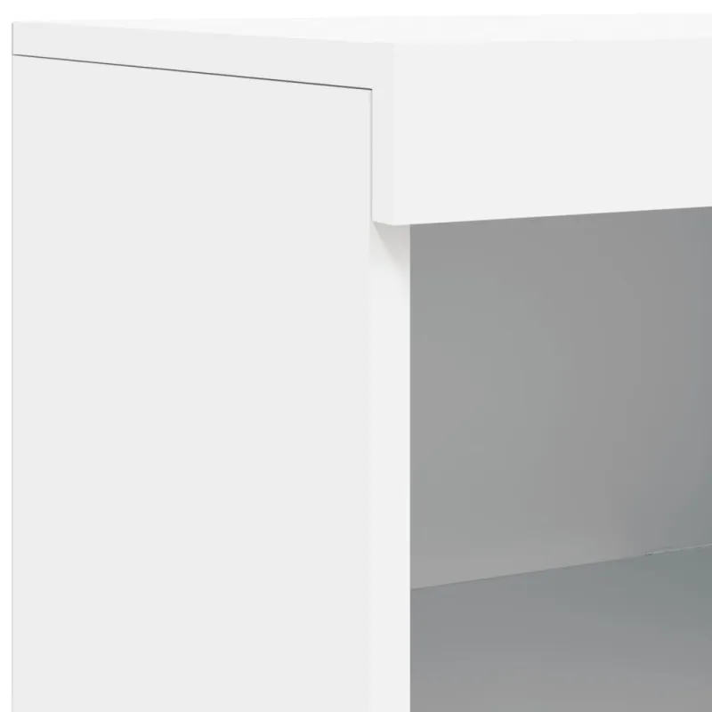 Šoninė spintelė su LED lemputėmis, baltos spalvos, 202x37x100cm