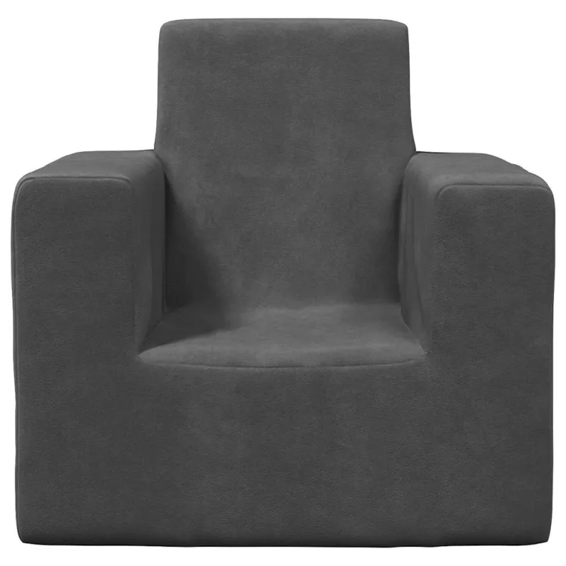 Vaikiška sofa, antracito spalvos, minkštas pliušas