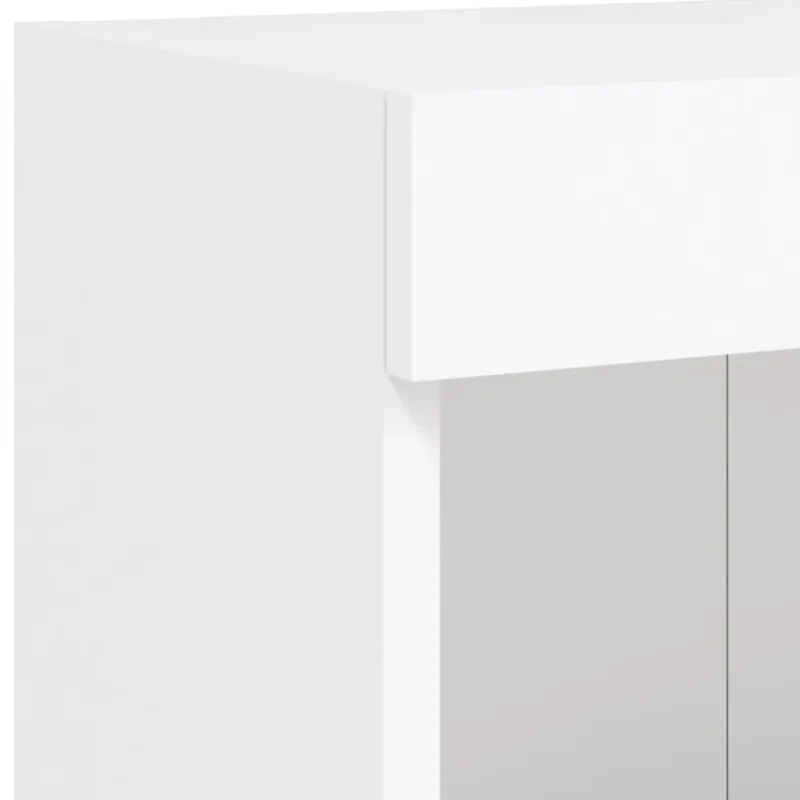 Sieninė TV sekcija su LED, 5 dalių, balta, apdirbta mediena