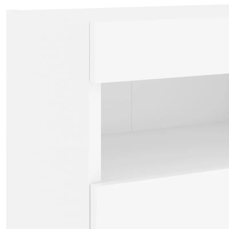 Sieninė TV sekcija su LED, 5 dalių, balta, apdirbta mediena