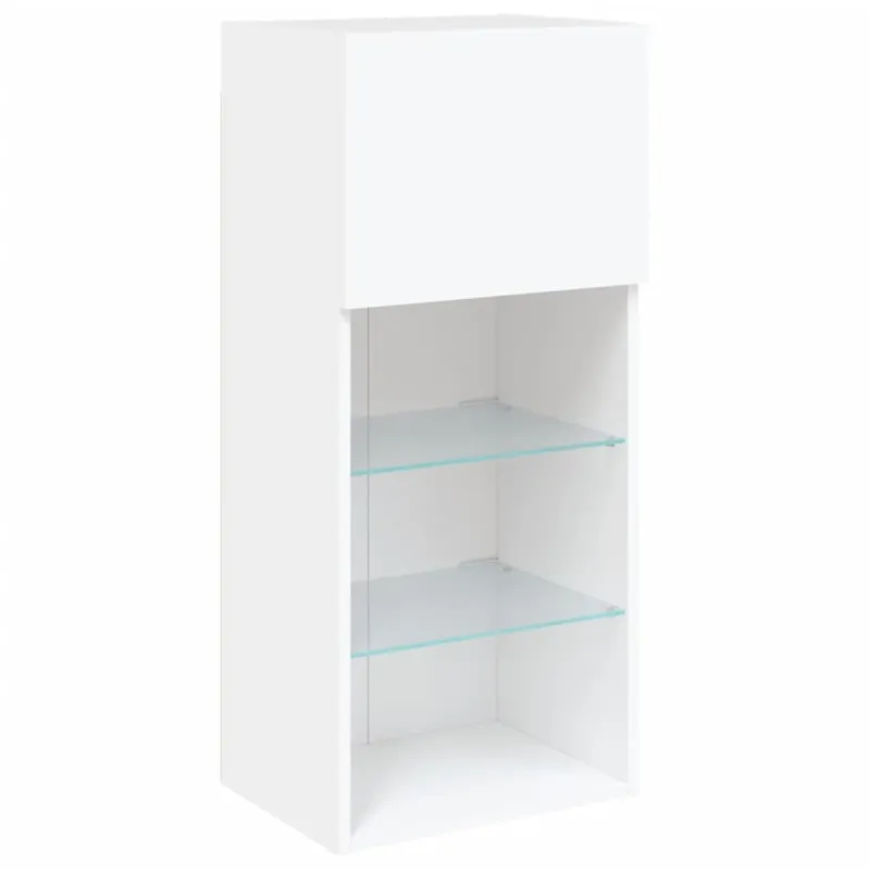 TV spintelės su LED lemputėmis, 2vnt., baltos, 40,5x30x90cm