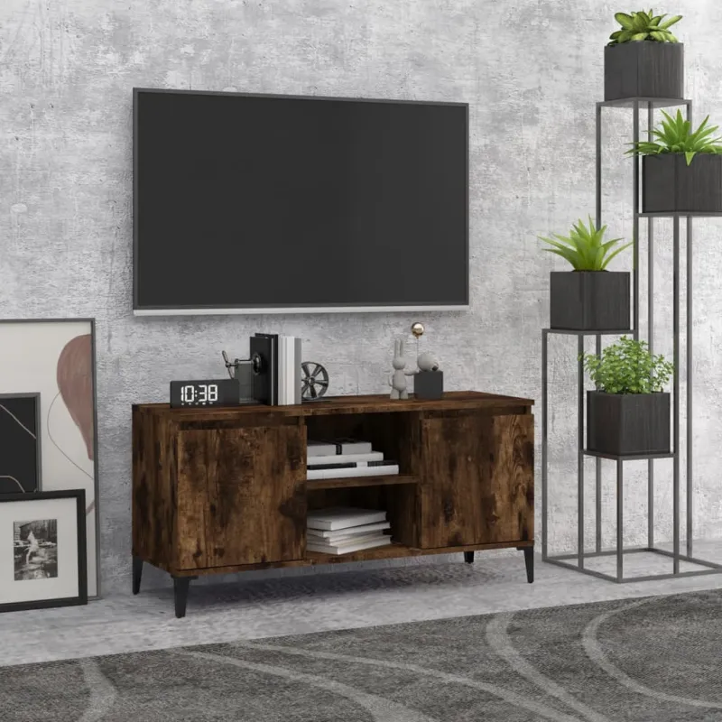 TV spintelė su metalinėmis kojelėmis, ąžuolo, 103,5x35x50cm
