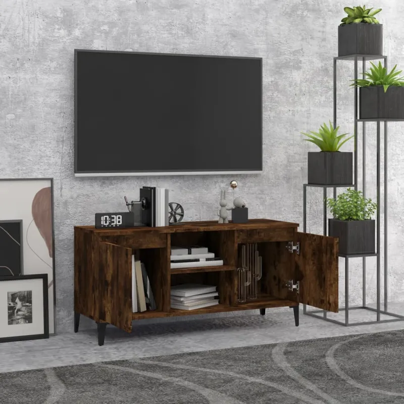 TV spintelė su metalinėmis kojelėmis, ąžuolo, 103,5x35x50cm