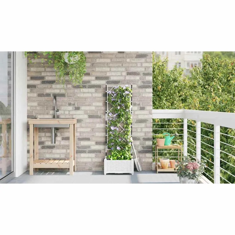 Sodo vazonas Baltas 40 x 40 x 125,5 cm Plastmasė