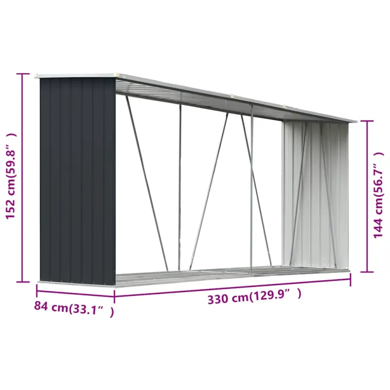 Sodo malkinė, antracito, 330x84x152cm, galvanizuotas plienas