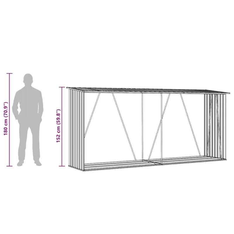 Sodo malkinė, antracito, 330x84x152cm, galvanizuotas plienas