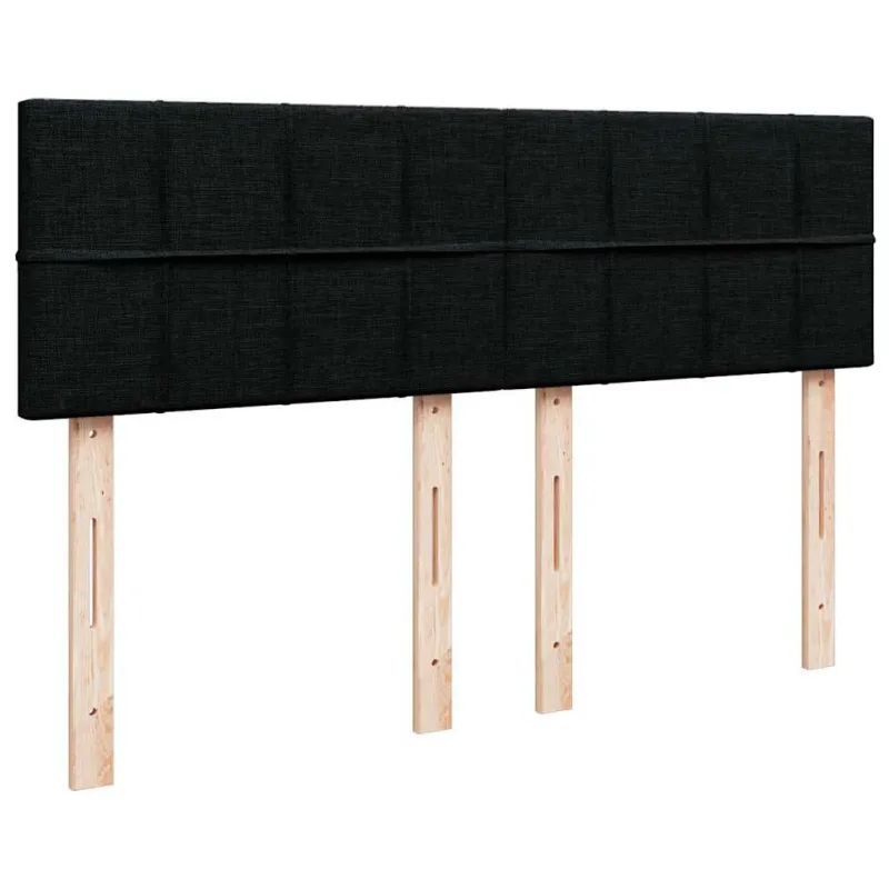 Lova su spyruoklėmis ir čiužiniu, juoda, 140x200 cm, audinys