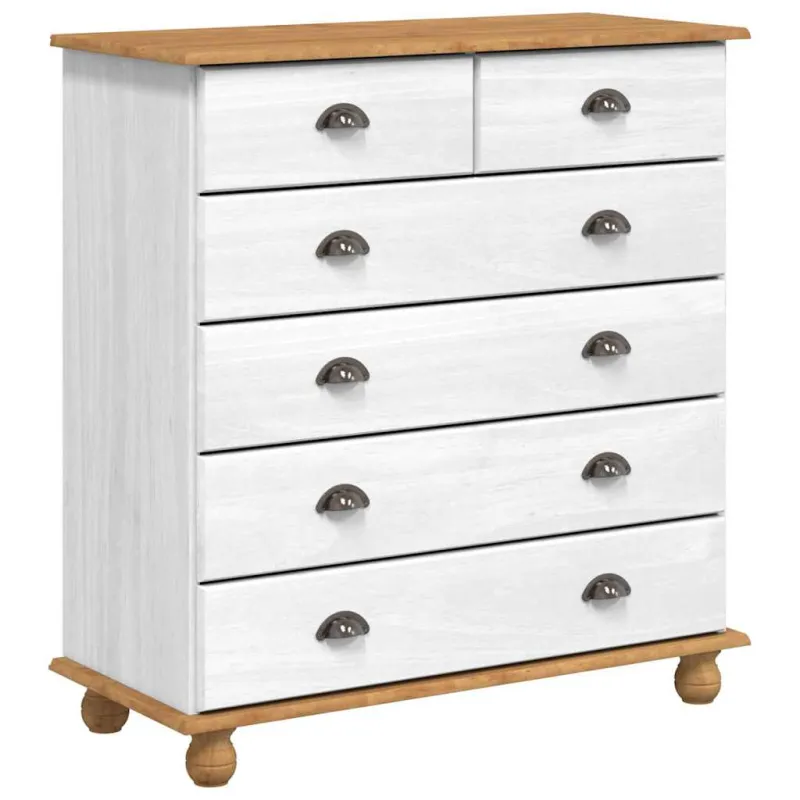 Komoda ASKIM Balta 91 x 40 x 95,5 cm Kietos pušies mediena