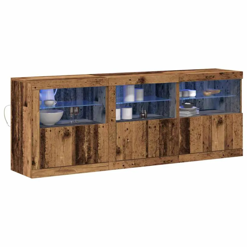 LED Bufetas Senovinis medis 181 x 37 x 67 cm Apdirbta mediena