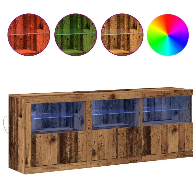 LED Bufetas Senovinis medis 181 x 37 x 67 cm Apdirbta mediena
