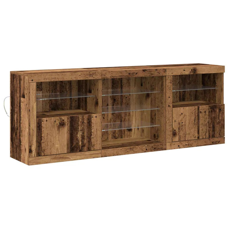 LED Bufetas Senas medis 181,5 x 37 x 67 cm Apdirbta mediena