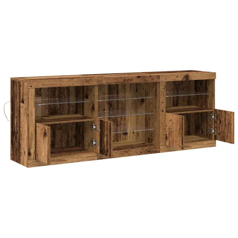 LED Bufetas Senas medis 181,5 x 37 x 67 cm Apdirbta mediena