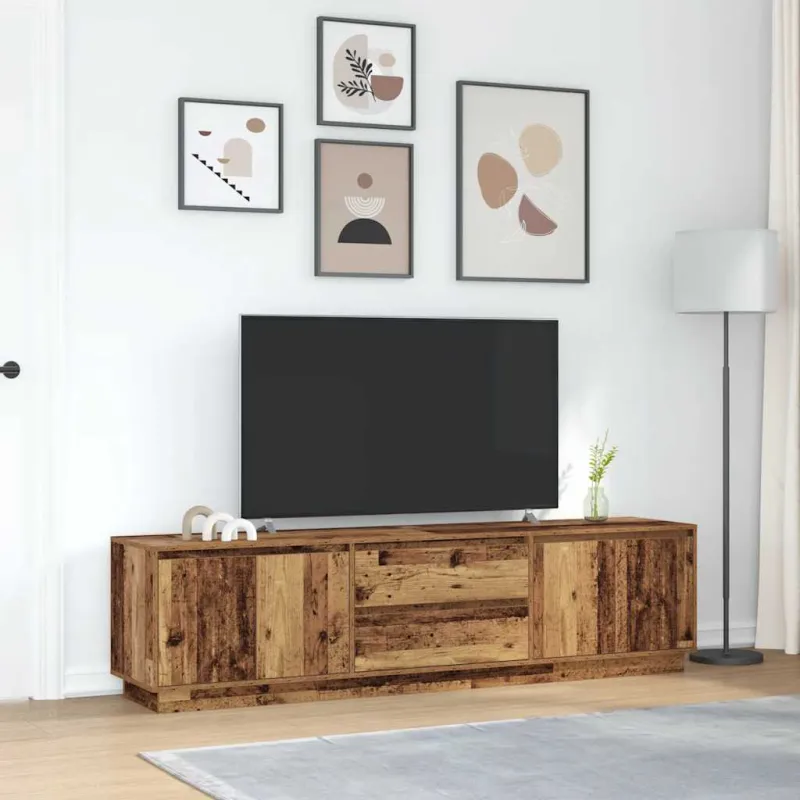 Televizoriaus spintelė su LED, medienos, 193,5x41x50 cm