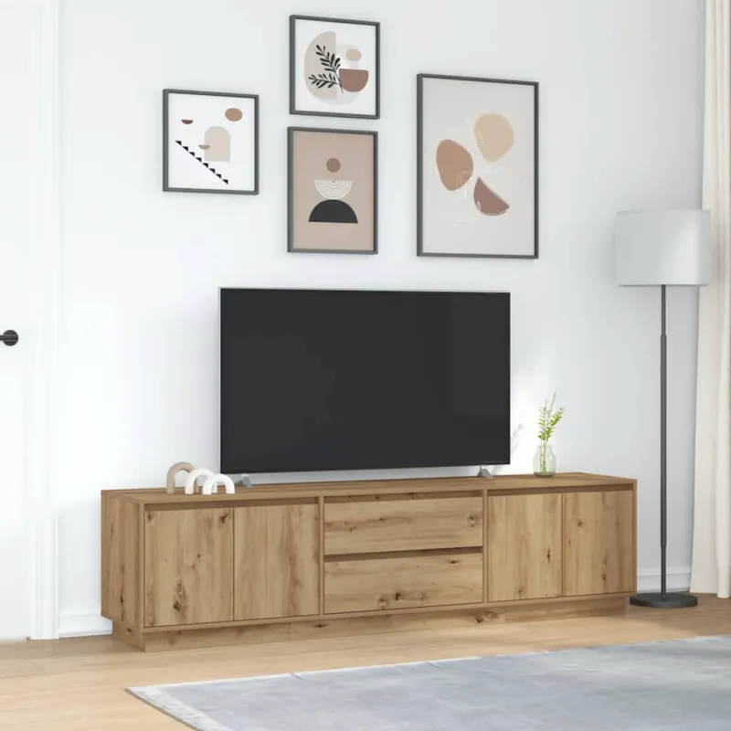 Televizoriaus spintelė su LED, artisano ąžuolas, 193,5x41x50 cm