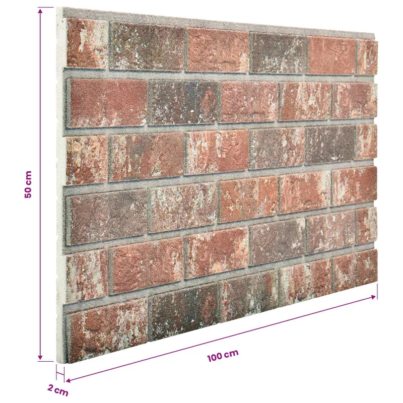 Sienų plokštės 10 pcs Tamsiai Ruda ir Pilka 100 x 50 cm