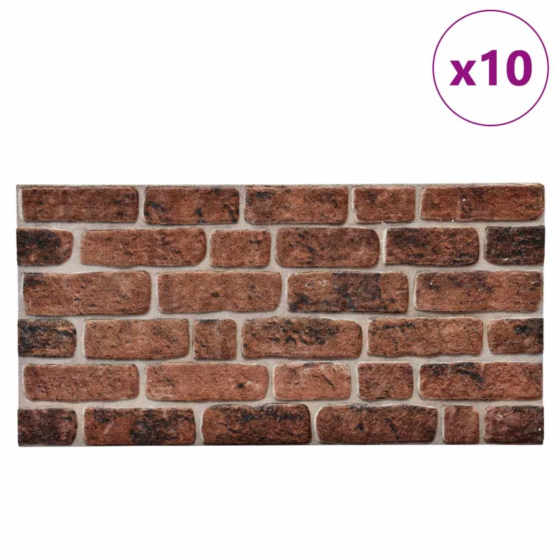 Sienų plokštės 10 pcs Rudas Plytas 100 x 50 cm EPS putos
