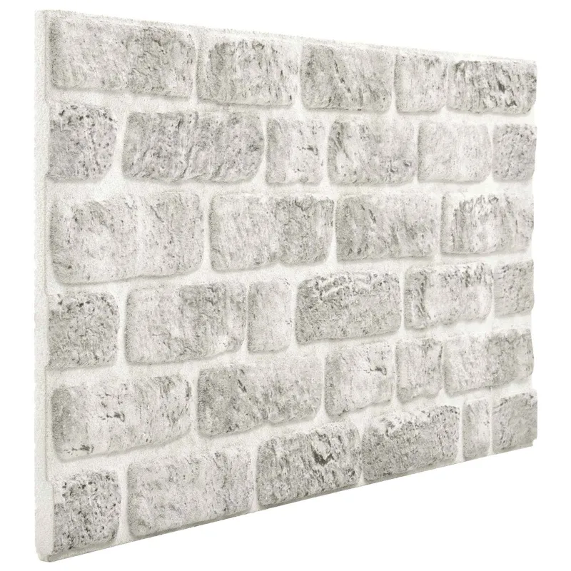 Sienų plokštės 10 pcs Šviesiai pilka 100 x 50 cm EPS putos