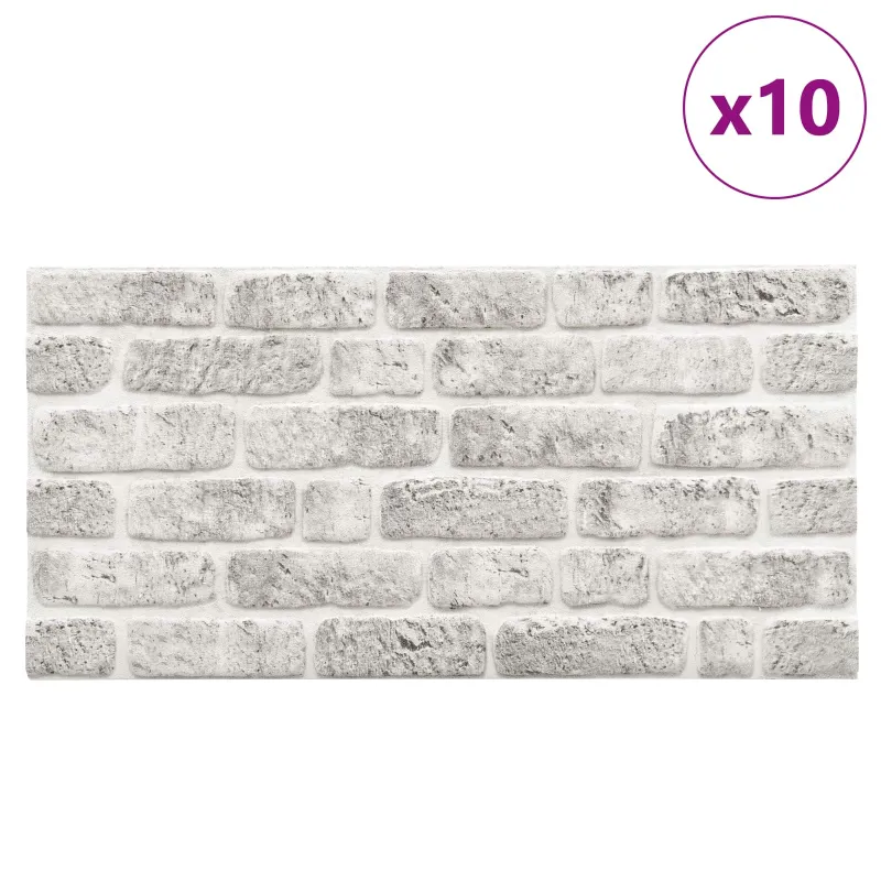 Sienų plokštės 10 pcs Šviesiai pilka 100 x 50 cm EPS putos