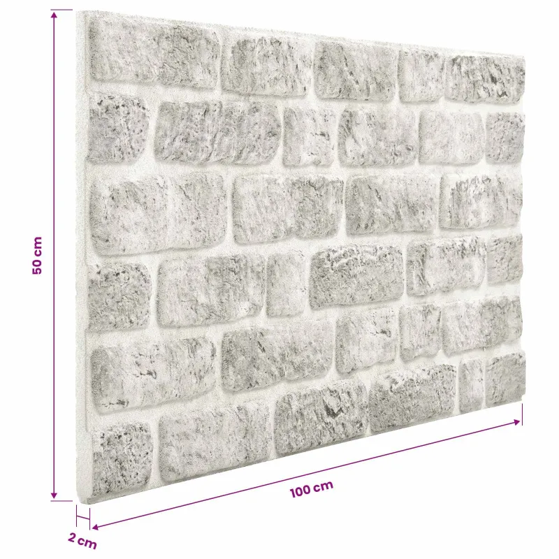 Sienų plokštės 10 pcs Šviesiai pilka 100 x 50 cm EPS putos