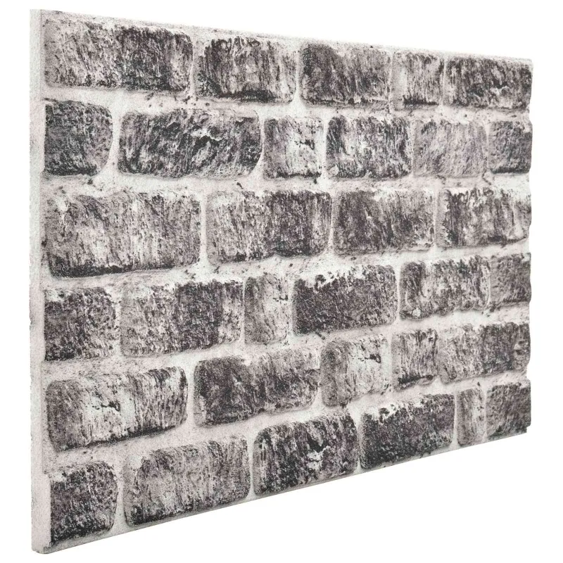 Sienų plokštės 10 pcs Tamsiai pilka ir balta 100 x 50 cm