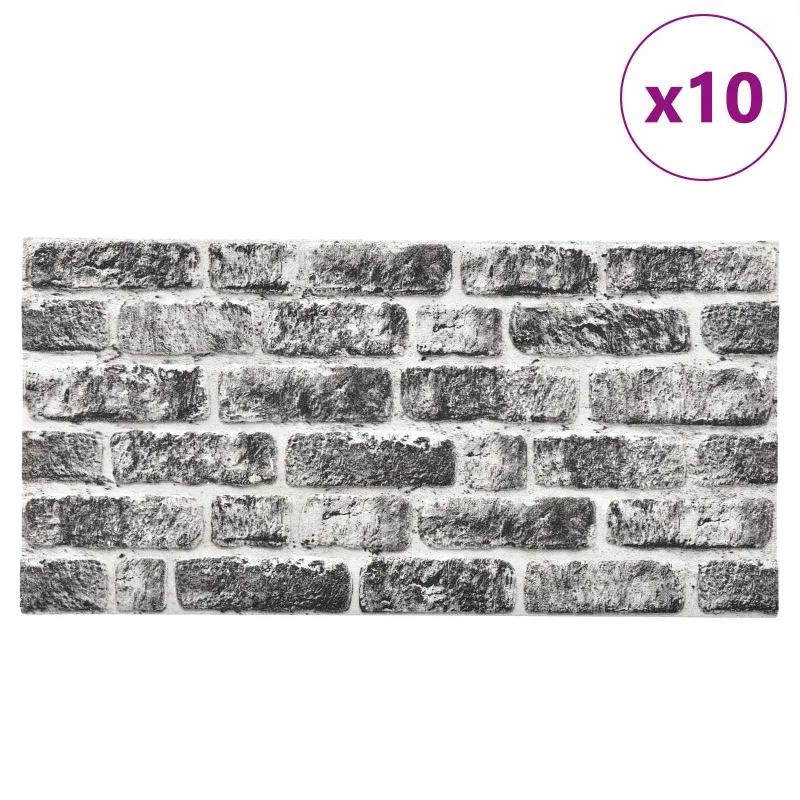 Sienų plokštės 10 pcs Tamsiai pilka ir balta 100 x 50 cm