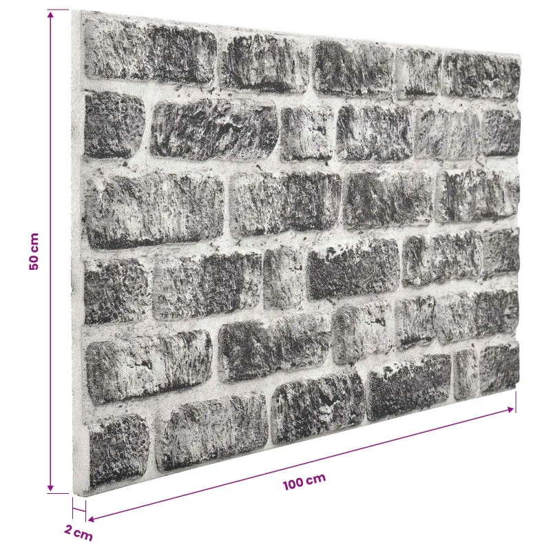 Sienų plokštės 10 pcs Tamsiai pilka ir balta 100 x 50 cm