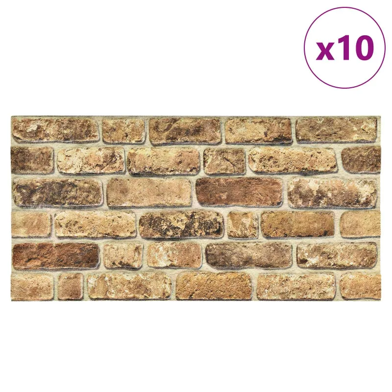 Sienų plokštės 10 pcs Tamsus Smėlis 100 x 50 cm EPS putos