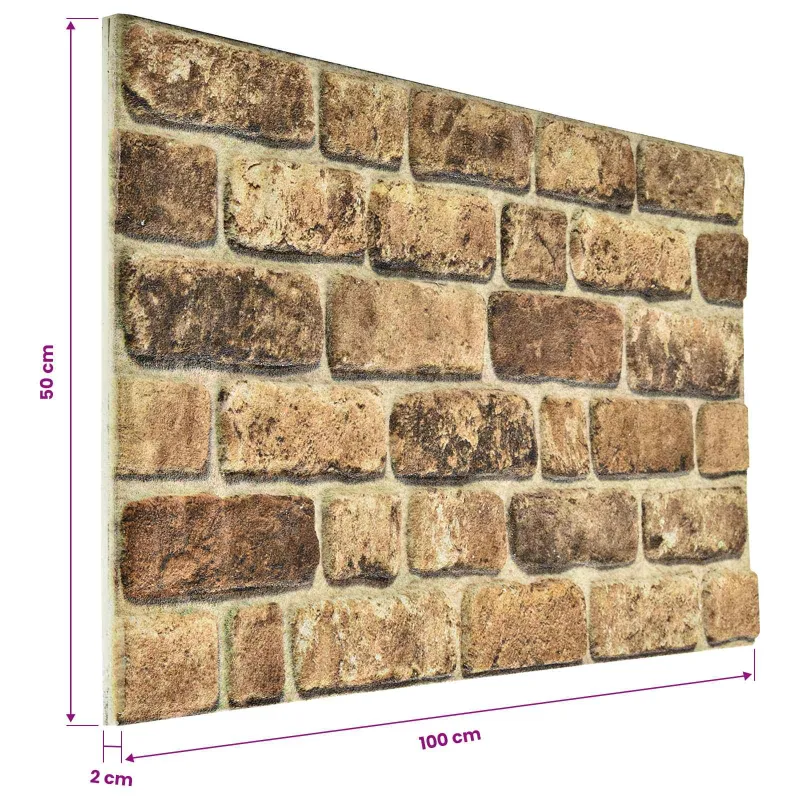 Sienų plokštės 10 pcs Tamsus Smėlis 100 x 50 cm EPS putos