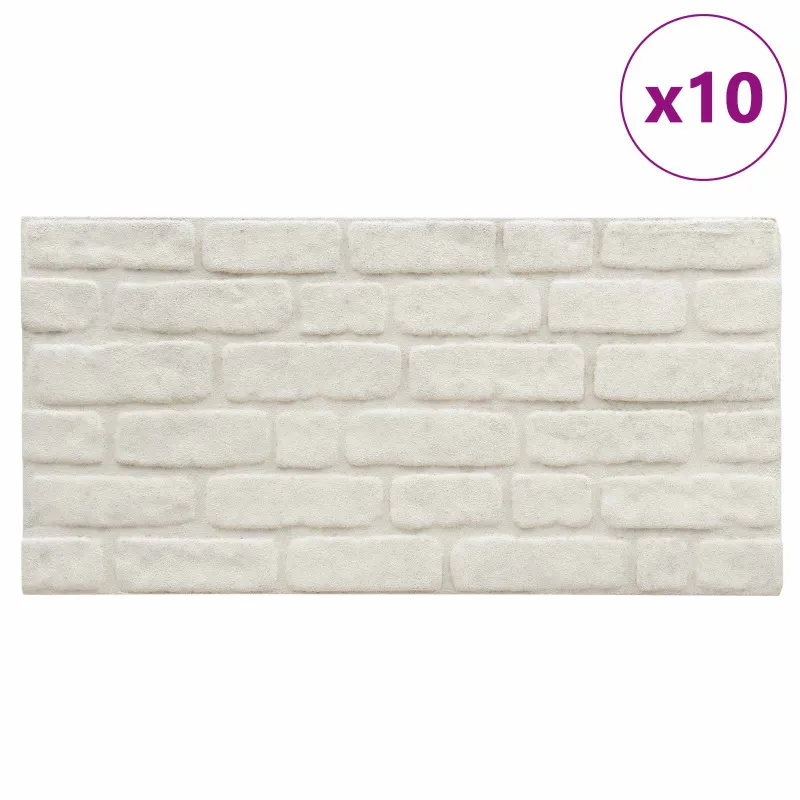 Sienų plokštės 10 pcs Balta 100 x 50 cm EPS putos