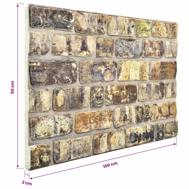Sienų plokštės 10 pcs Įvairiaspalvis 100 x 50 cm EPS putos