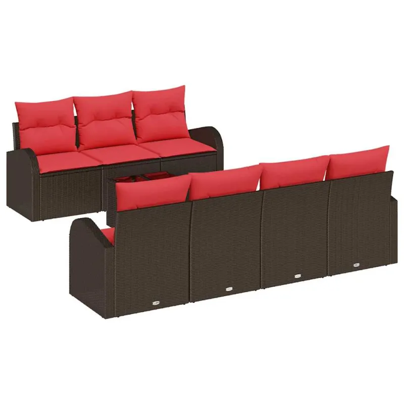 Sofos komplektas 8 pcs Ruda ir raudona Poliesteris