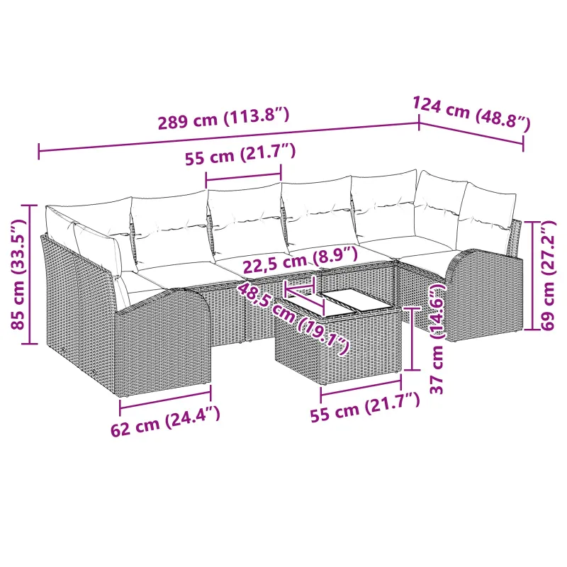 Sodo Sofų Rinkinys Ruda ir raudona 55 x 55 x 37 cm poliratanas
