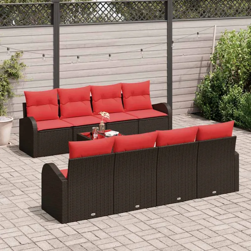 Sofos komplektas 9 pcs Ruda ir raudona Poliesteris