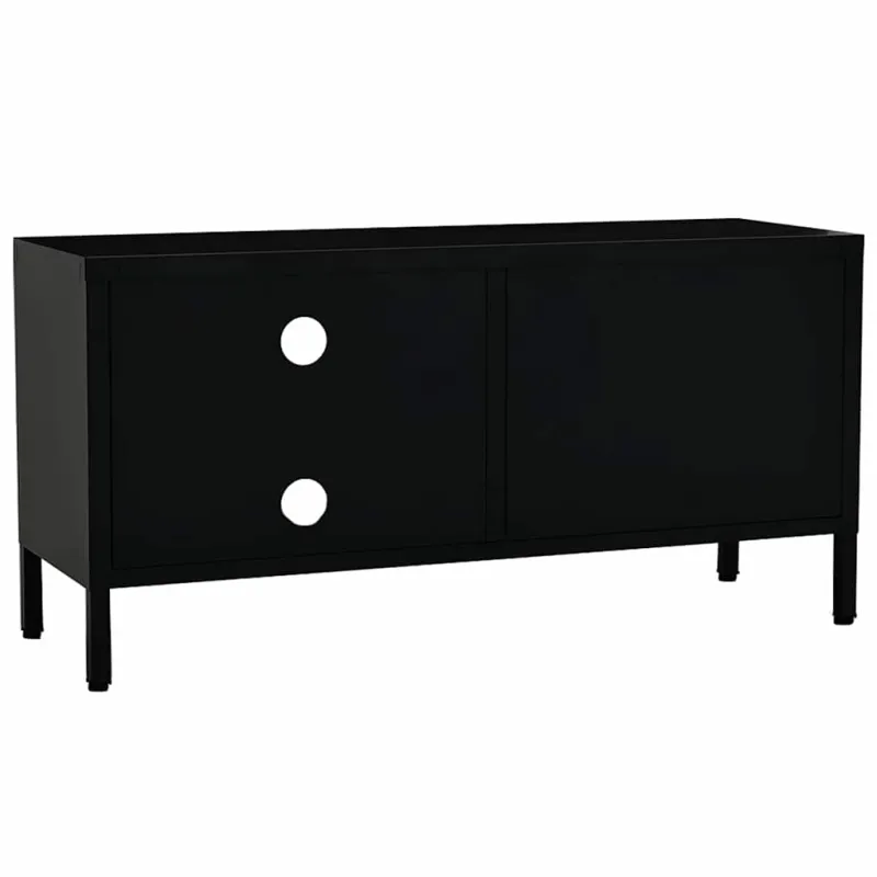 Televizoriaus spintelė, juoda, 90x30x44cm, plienas ir stiklas