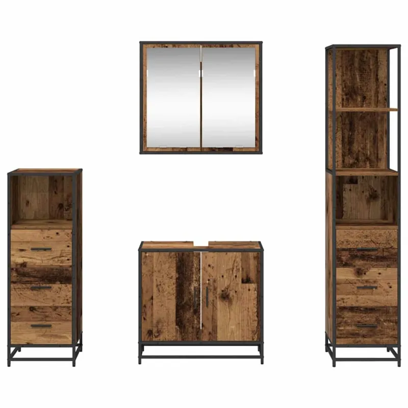 Vonios baldų rinkinys 4 pcs Senovinis medis Apdirbta mediena