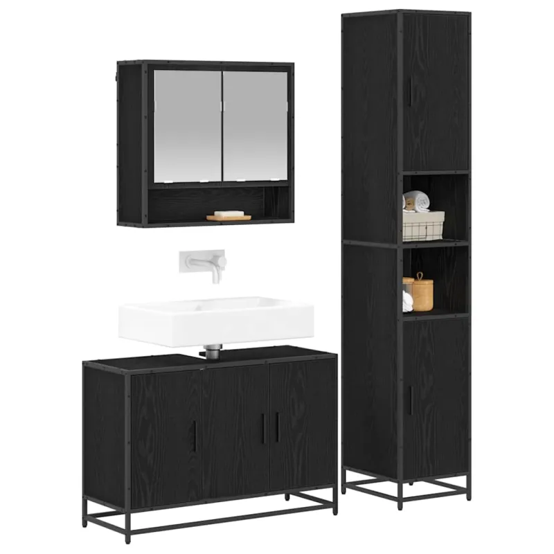 Vonios baldų rinkinys 3 pcs Senovinis medis Apdirbta mediena