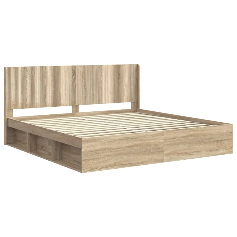 Lovos rėmas su saugojimu ir nugara Sonoma ąžuolas 200 x 200 cm