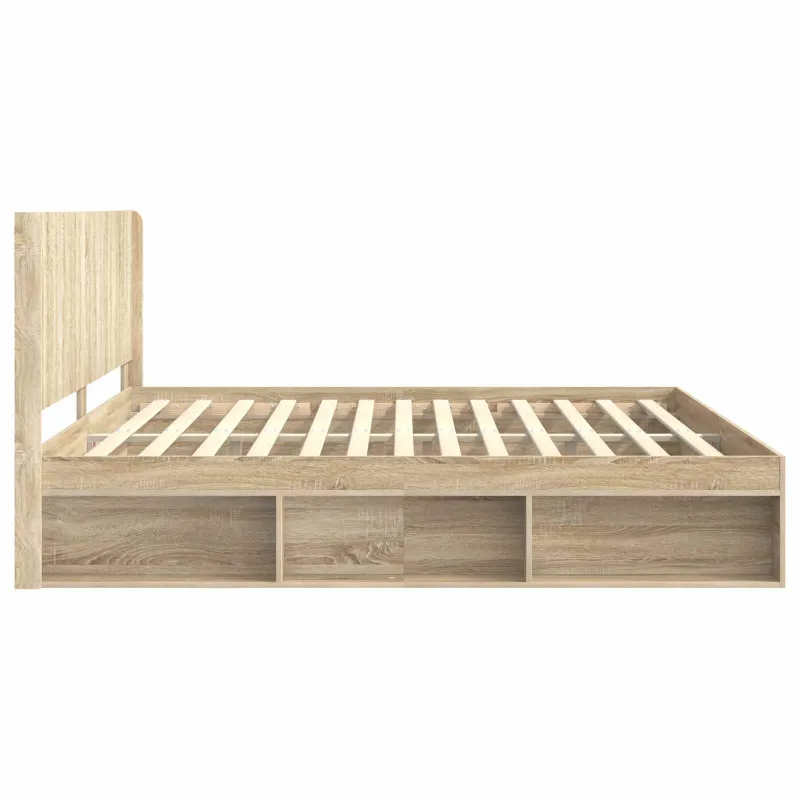 Lovos rėmas su saugojimu ir nugara Sonoma ąžuolas 200 x 200 cm
