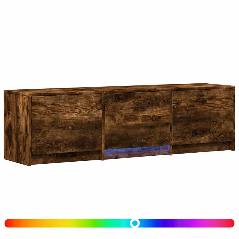 TV spintelė su LED su LED Rūkytas Ąžuolas 140 x 34 x 40 cm