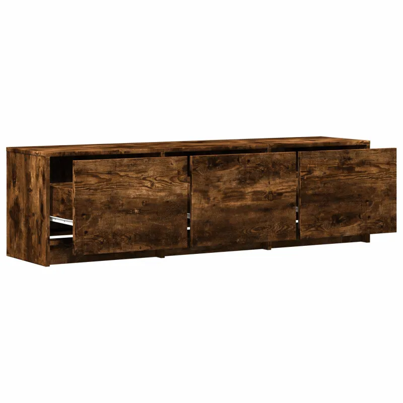 TV spintelė su LED su LED Rūkytas Ąžuolas 140 x 34 x 40 cm