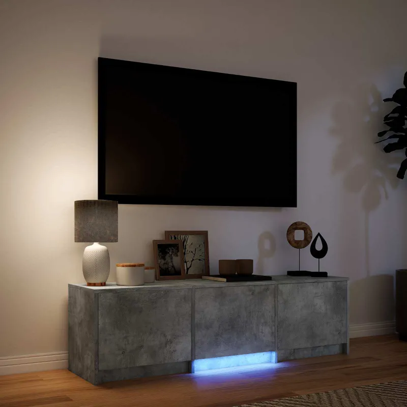 TV spintelė su LED su LED Betono Pilka 140 x 34 x 40 cm