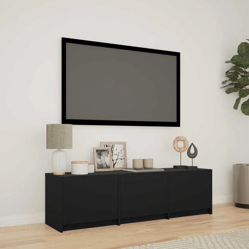 TV spintelė su LED Juodas 140 x 34 x 40 cm Dirbtinė mediena